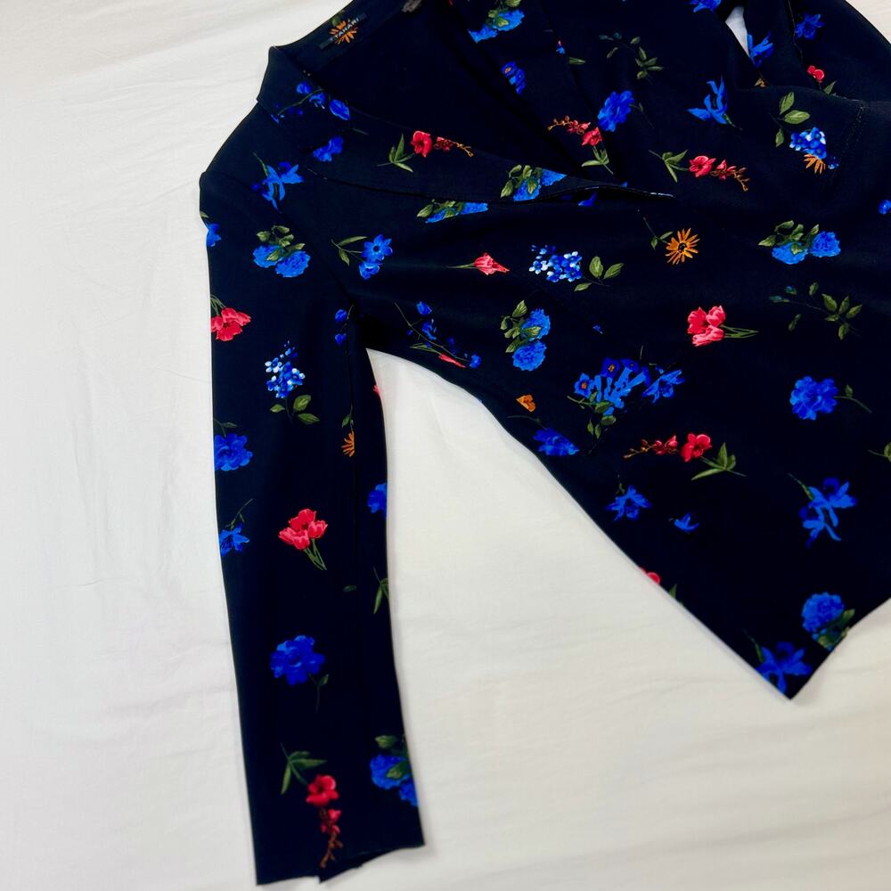 Tahari Floral Blazer Jacket Women’s 4 Black Floral Career Office Siren Botanical - Picture 6 of 16